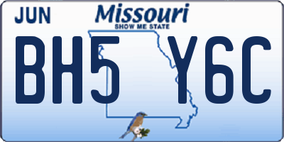 MO license plate BH5Y6C