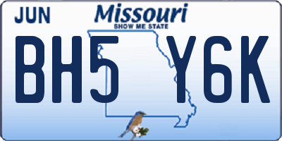 MO license plate BH5Y6K