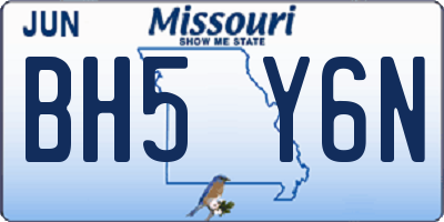 MO license plate BH5Y6N