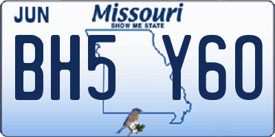 MO license plate BH5Y6O