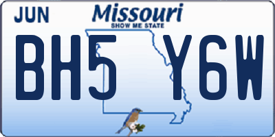 MO license plate BH5Y6W