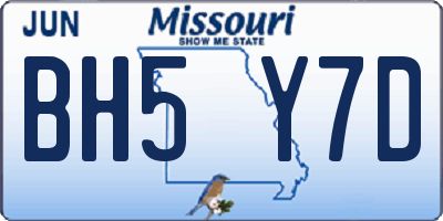 MO license plate BH5Y7D