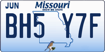 MO license plate BH5Y7F