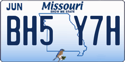MO license plate BH5Y7H