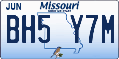 MO license plate BH5Y7M