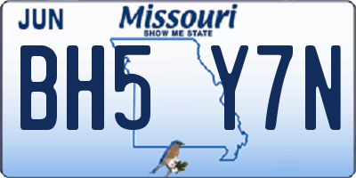 MO license plate BH5Y7N