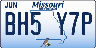 MO license plate BH5Y7P