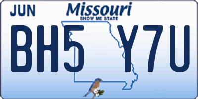 MO license plate BH5Y7U