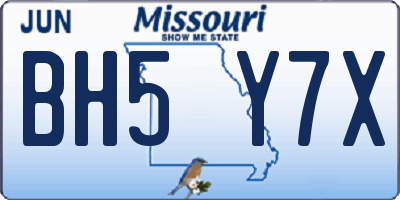 MO license plate BH5Y7X
