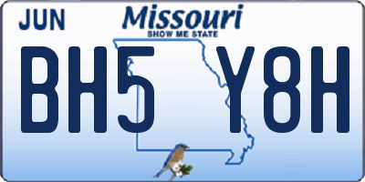 MO license plate BH5Y8H