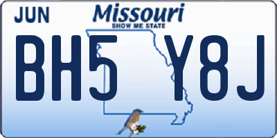 MO license plate BH5Y8J