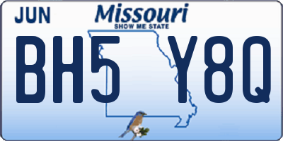 MO license plate BH5Y8Q
