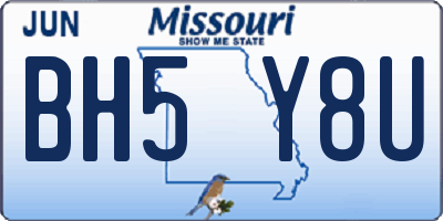 MO license plate BH5Y8U