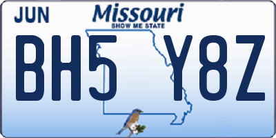 MO license plate BH5Y8Z