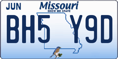 MO license plate BH5Y9D