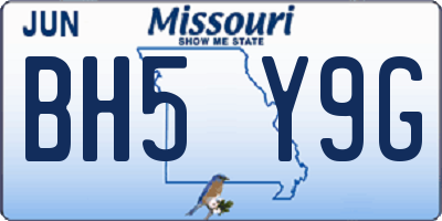MO license plate BH5Y9G
