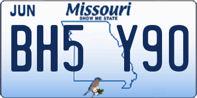 MO license plate BH5Y9O