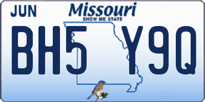 MO license plate BH5Y9Q