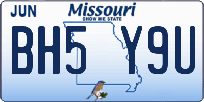 MO license plate BH5Y9U