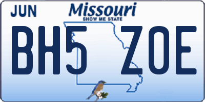 MO license plate BH5Z0E