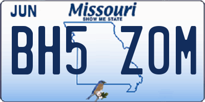MO license plate BH5Z0M