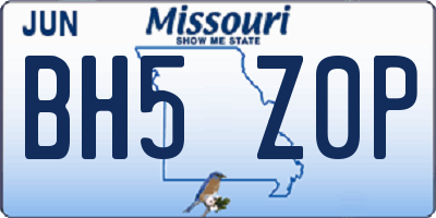MO license plate BH5Z0P