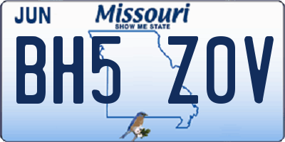 MO license plate BH5Z0V