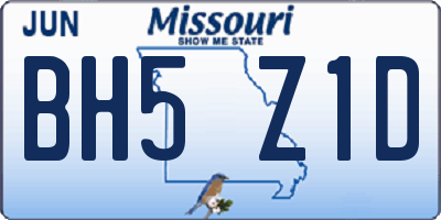 MO license plate BH5Z1D