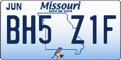 MO license plate BH5Z1F