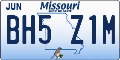 MO license plate BH5Z1M