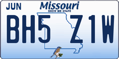 MO license plate BH5Z1W