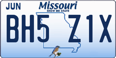 MO license plate BH5Z1X