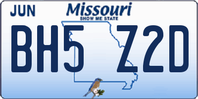 MO license plate BH5Z2D