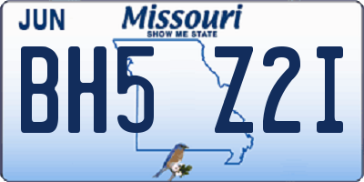 MO license plate BH5Z2I