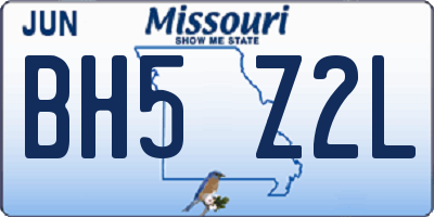 MO license plate BH5Z2L