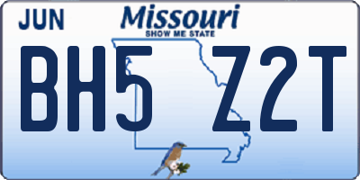 MO license plate BH5Z2T