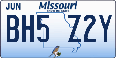 MO license plate BH5Z2Y