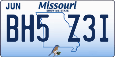 MO license plate BH5Z3I