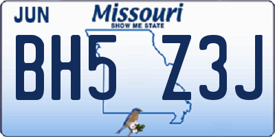 MO license plate BH5Z3J