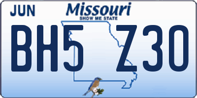 MO license plate BH5Z3O