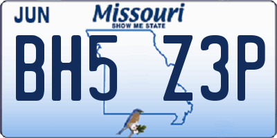 MO license plate BH5Z3P
