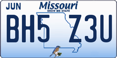 MO license plate BH5Z3U