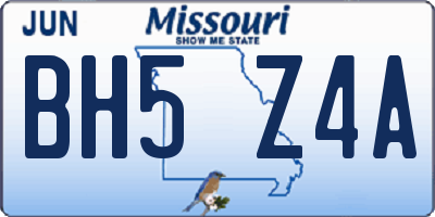 MO license plate BH5Z4A