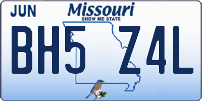 MO license plate BH5Z4L