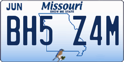 MO license plate BH5Z4M