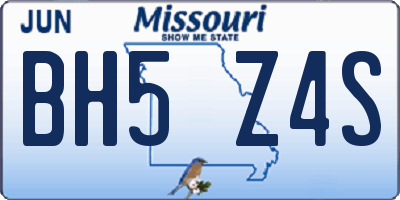 MO license plate BH5Z4S