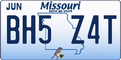MO license plate BH5Z4T