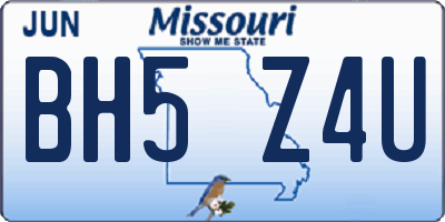 MO license plate BH5Z4U