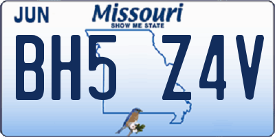 MO license plate BH5Z4V