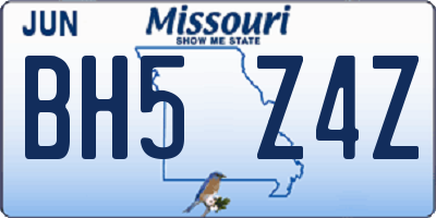 MO license plate BH5Z4Z